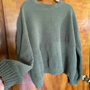 Maurices Olive Green Chunky Knit Crewneck Sweater